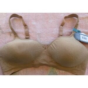 Bali Comfort Revolution Wirefree Bra Tan Jacquard Swirl 42C DF3463 NEW